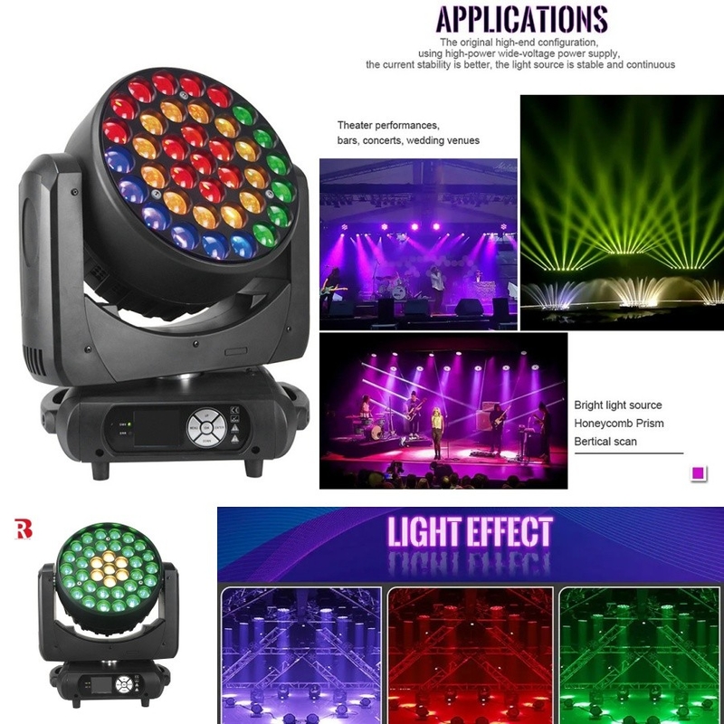 Wasch-Bühnenlicht Beeye 37*15w Bewegliche Kopfleuchte RGBW Beam Zoom Disc DMX